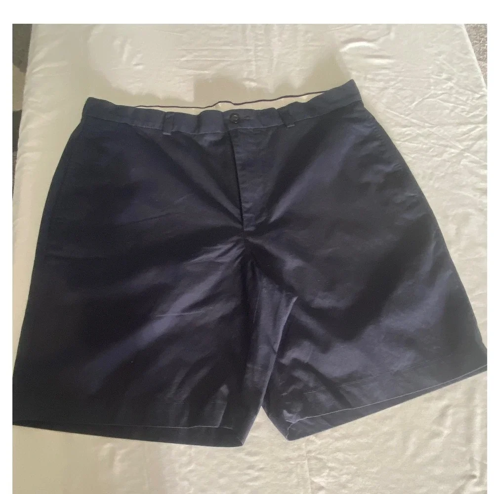 Brooks Brothers 346 Mens Navy‎ Blue Chino Shorts Size 36 100% Cotton Flat Front